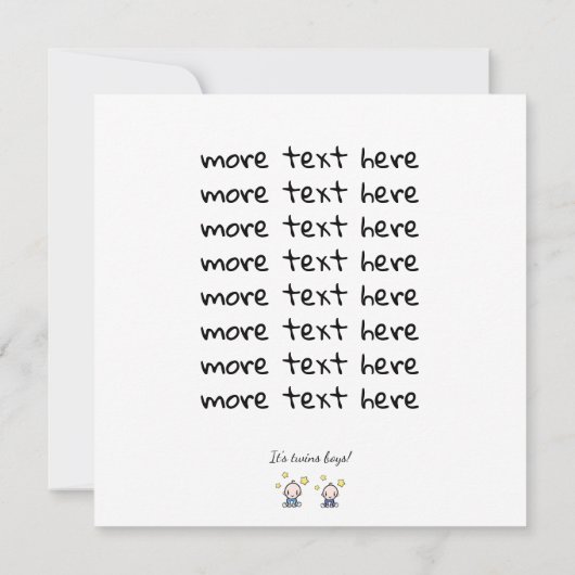 Custom Twin Baby Boys Congratulations w. Names,  カード (裏面)