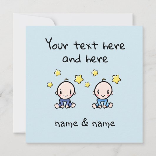 Custom Twin Baby Boys Congratulations w. Names, カード (正面)