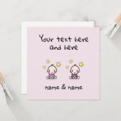 Custom Twin Baby Girls Congratulations w. Names,  カード (正面/裏面インサイチュ)