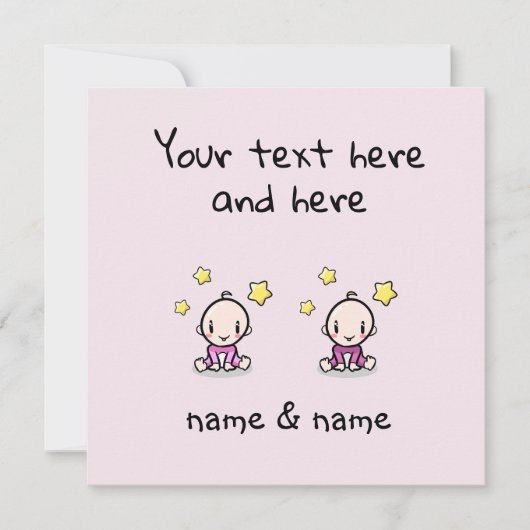 Custom Twin Baby Girls Congratulations w. Names,  カード (正面)