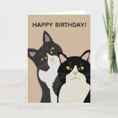 CUSTOM Two Cats Happy Birthday  カード (正面)