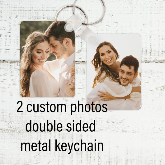 Custom two couple photo double sided aluminium キーホルダー
