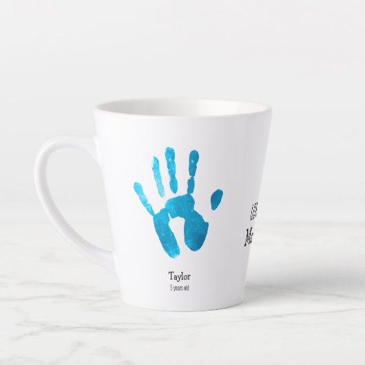Custom Two handprints We love you, Mommy!  カフェラテマグ (左)