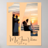 Custom Two Photo & Date Anniversary Valentine’s  ポスター (正面)