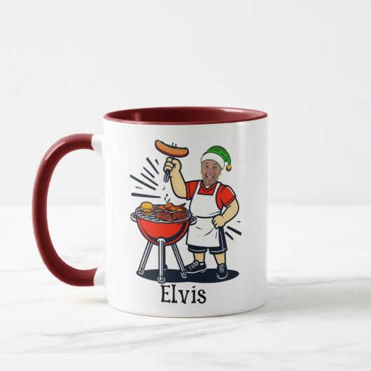 Custom Uncle BBQ Chef Mug - Christmas Photo Gift マグカップ (左)