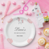 Custom Unicorn Cute Pink Birthday Party  ペーパープレート (パーティー)