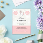 Custom Unicorn Cute Pink Birthday Party Invitation アクリル招待状 (インサイチュ (ウェディング))