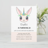 Custom Unicorn Cute Pink Birthday Party Invitation 招待状 (スタンド正面)