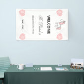 Custom Unicorn Cute Pink Birthday Party Welcome 横断幕 (トレードショー)