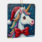 Custom Unicorn Red Bow セラミックオーナメント (右)