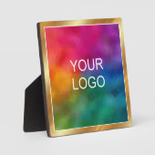 Custom Upload Business Logo Glamour Gold Easel フォトプラーク (正面)