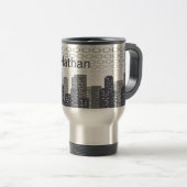 Custom Urban Cityscape Shades of Grey Personalised トラベルマグ (正面右)