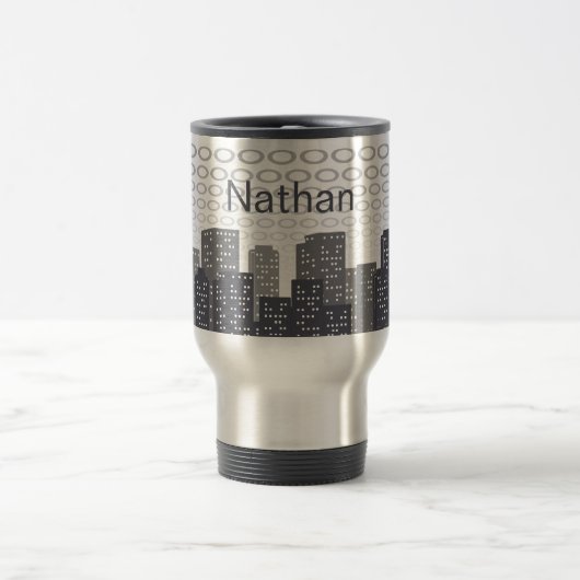 Custom Urban Cityscape Shades of Grey Personalised トラベルマグ (中央)
