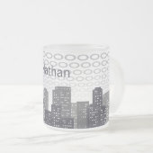 Custom Urban Cityscape Shades of Grey Personalised フロストグラスマグカップ (正面右)
