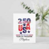 Custom usa 250th anniversary patriotic 4th of July ポストカード (スタンド正面)