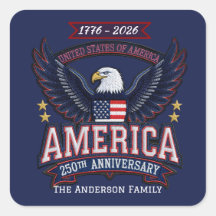 Custom USA 250th  Anniversary Patriotic Sticker 