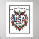 Custom USA National Soccer Bald Eagle Logo ポスター (正面)
