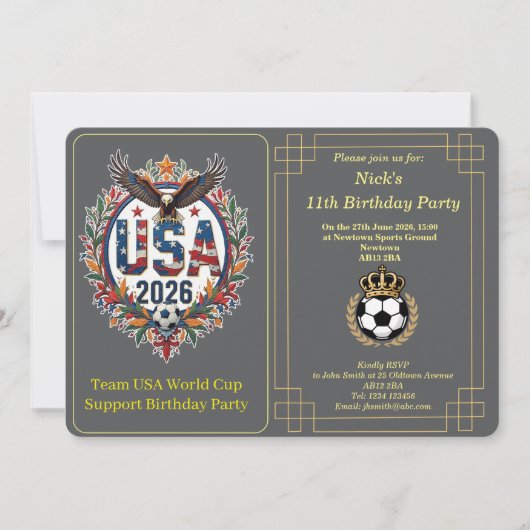 Custom USA Soccer Team Bald Eagle Birthday Invite シーズンカード (正面)