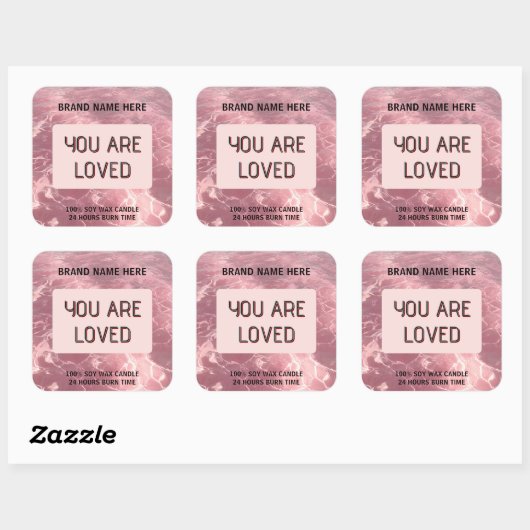 Custom Valentine Candle Sticker 'You Are Loved' スクエアシール (シート)