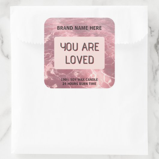 Custom Valentine Candle Sticker 'You Are Loved' スクエアシール (バッグ)