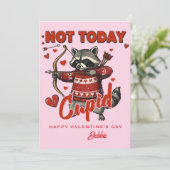 Custom Valentine Card - Not Today Cupid Raccoon 招待状 (スタンド正面)