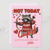 Custom Valentine Card - Not Today Cupid Raccoon 招待状 (正面/裏面)