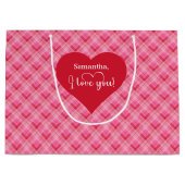 Custom Valentine Gift Bag I Love You Love Hearts ラージペーパーバッグ (正面)