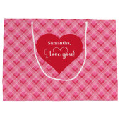 Custom Valentine Gift Bag I Love You Love Hearts ラージペーパーバッグ (裏面)