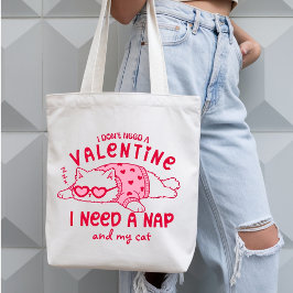 Custom Valentine Nap and Cat Funny Tote Bag トートバッグ