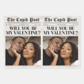 Custom Valentine Newspaper Flower Bouquet Gift  ラッピングペーパーシート (正面3)