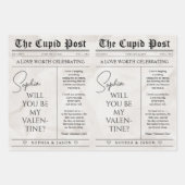 Custom Valentine Newspaper Flower Bouquet Gift  ラッピングペーパーシート (正面3)