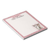Custom Valentine Notepad Cute Pink Llama & Hearts ノートパッド (アングル)