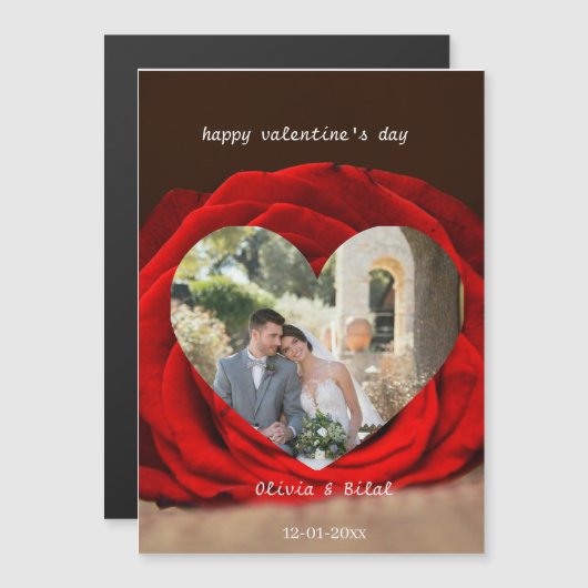 Custom Valentine Photo Card with Names & Date (正面/裏面)
