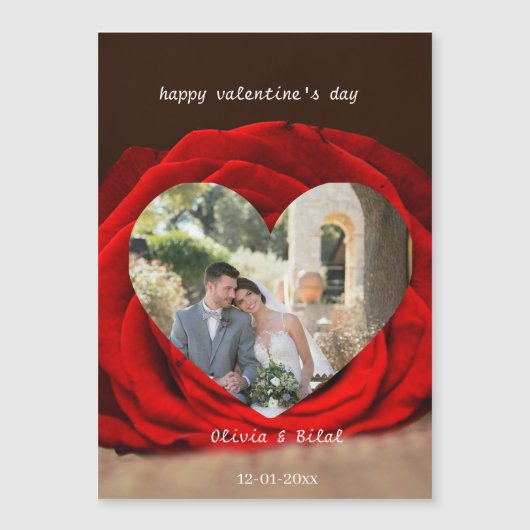 Custom Valentine Photo Card with Names & Date (正面)