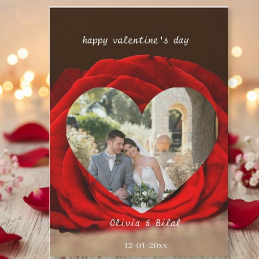 Custom Valentine Photo Card with Names & Date