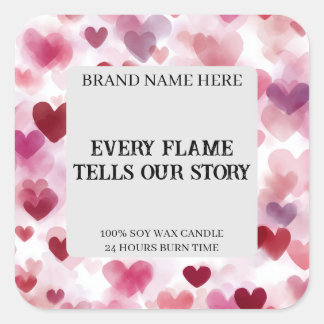 Custom Valentine’s Day Candle Label Romantic Text スクエアシール