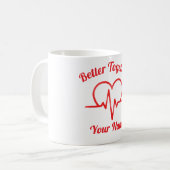 Custom Valentine’s day Heartbeat  Mug Personalized コーヒーマグカップ (正面左)