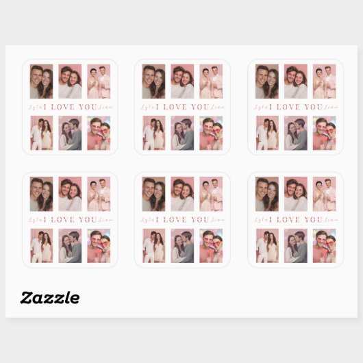 Custom Valentine’s Day Photo Collage Candle Label スクエアシール (シート)