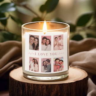 Custom Valentine’s Day Photo Collage Candle Label スクエアシール