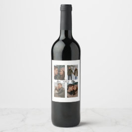 Custom Valentine Wine Label with Multiple Photos ワインラベル