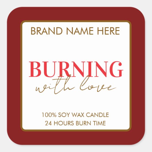 Custom Valentine's Day Candle Label スクエアシール (正面)
