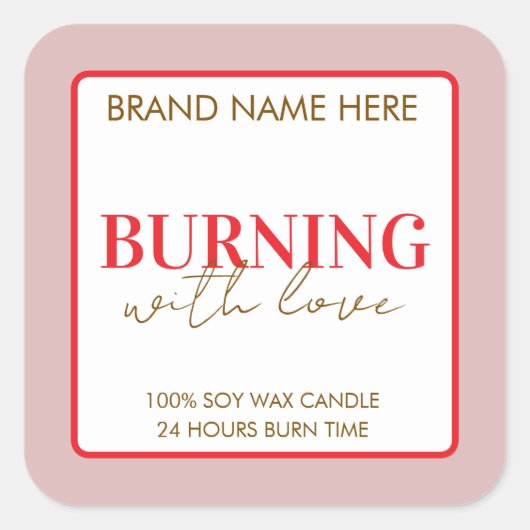 Custom Valentine's Day Candle Label スクエアシール (正面)