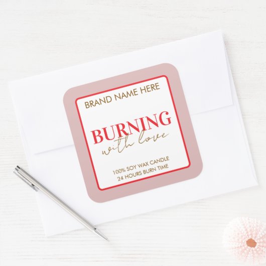 Custom Valentine's Day Candle Label スクエアシール (封筒)