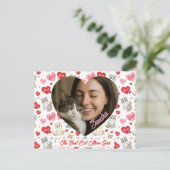 Custom Valentine's Day Cat Mom Heart Photo  ポストカード (スタンド正面)