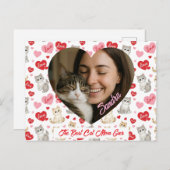 Custom Valentine's Day Cat Mom Heart Photo  ポストカード (正面/裏面)