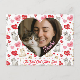 Custom Valentine's Day Cat Mom Heart Photo  ポストカード