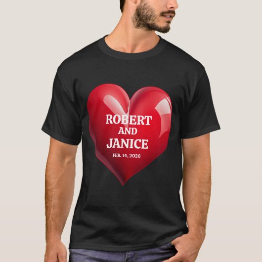 Custom valentines day personalize heart gift tシャツ (正面)
