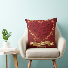 Custom Valentine'S Red Rose Heart Love  クッション