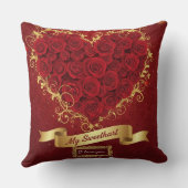 Custom Valentine'S Red Rose Heart Love  クッション (裏面)