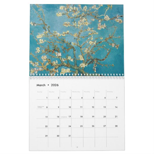 Custom Van Gogh Almond Blossom (1890)  カレンダー (3月 2026)